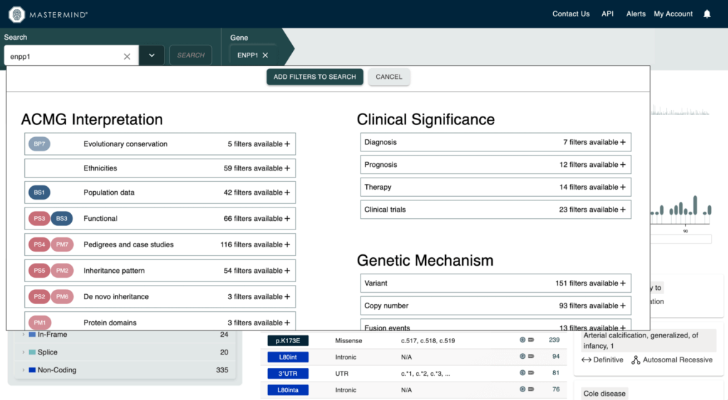Mastermind Gene Info Page - ENPP1 - Search